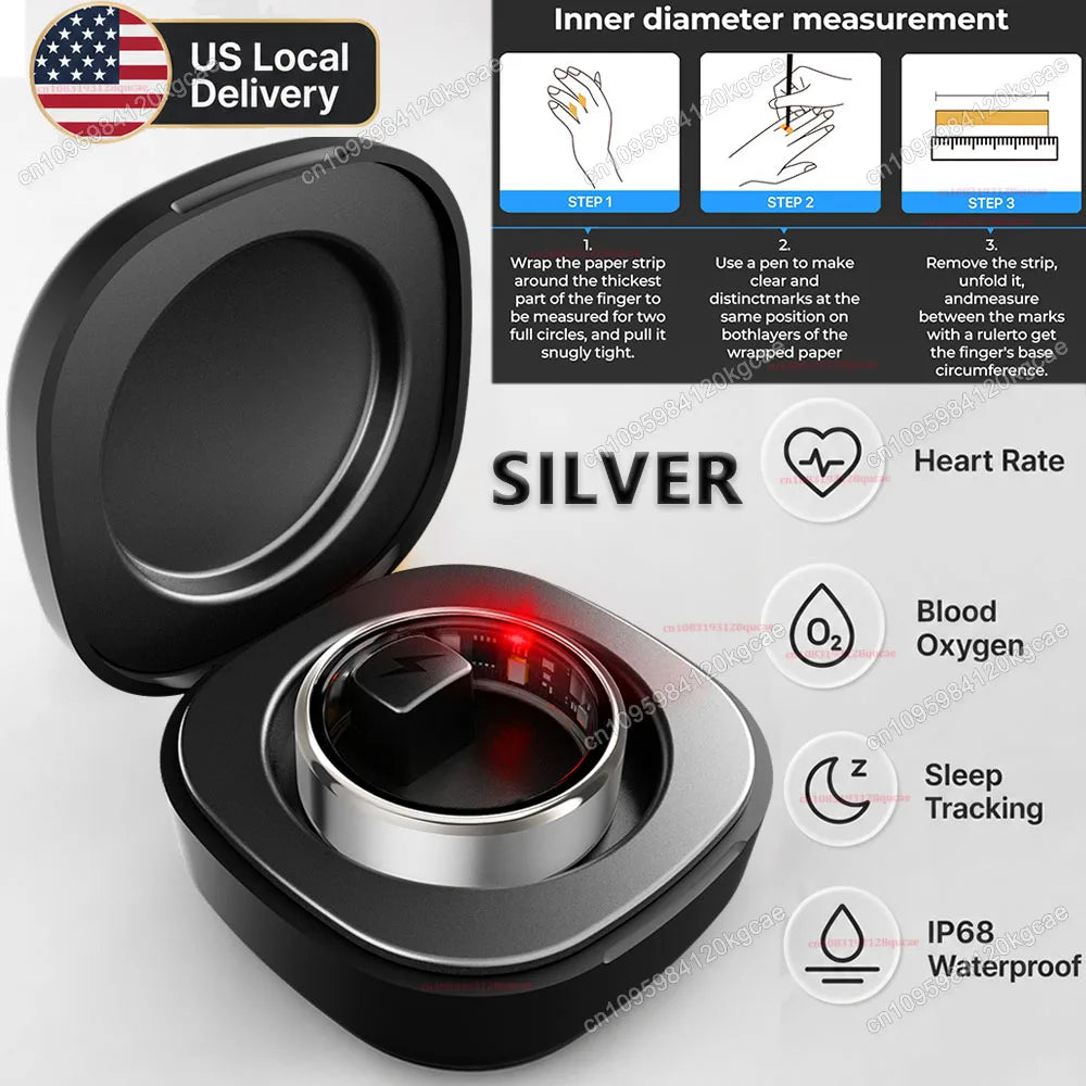 Smart Ring Health Tracker With Heart Rate Blood Oxygen Monitoring