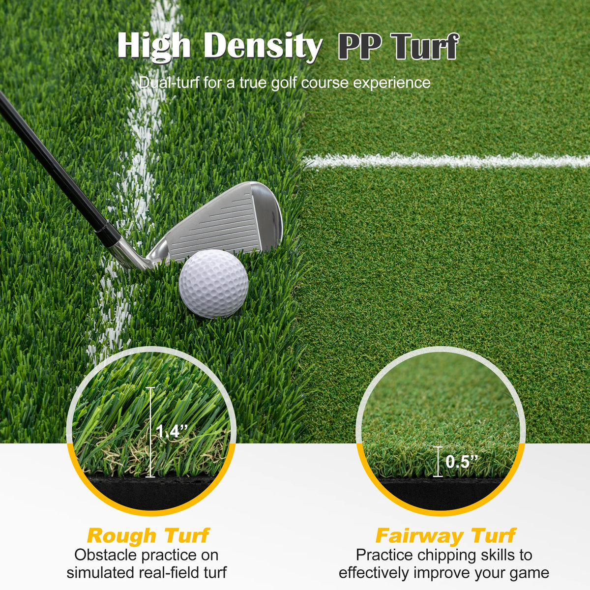 Premium Golf Hitting Mat Featuring Guide Line And Tee Slots