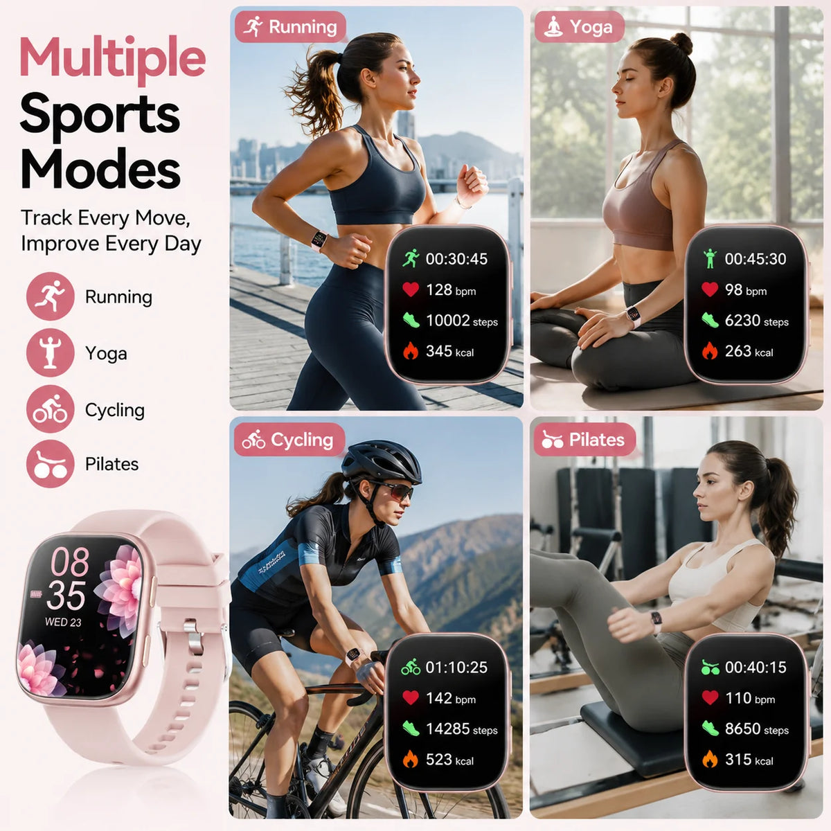 Free Shipping Ladies Smartwatch Fitness Tracker 115 Plus Sports Modes
