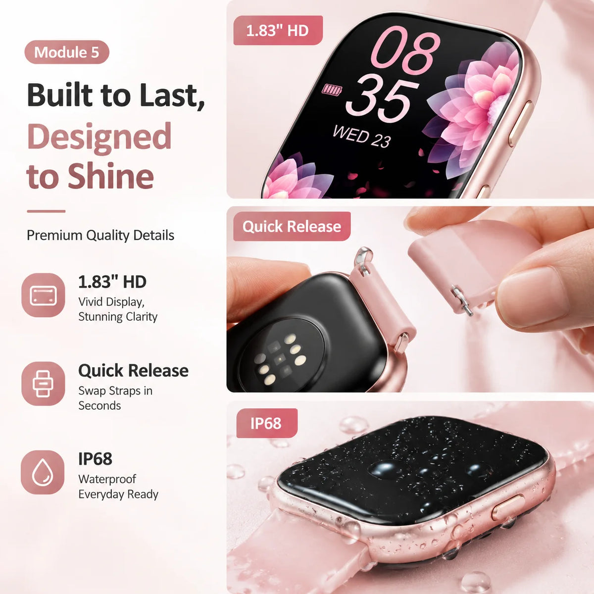 Free Shipping Ladies Smartwatch Fitness Tracker 115 Plus Sports Modes