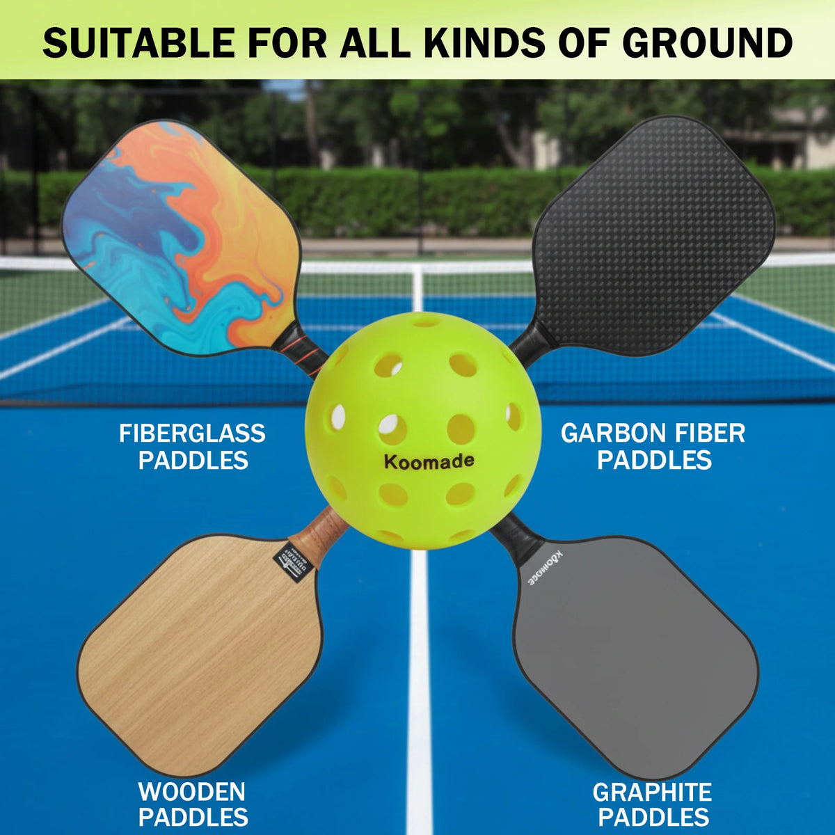 Koomade Outdoor Pickleballs Usapa Approved Durable Court Game Balls