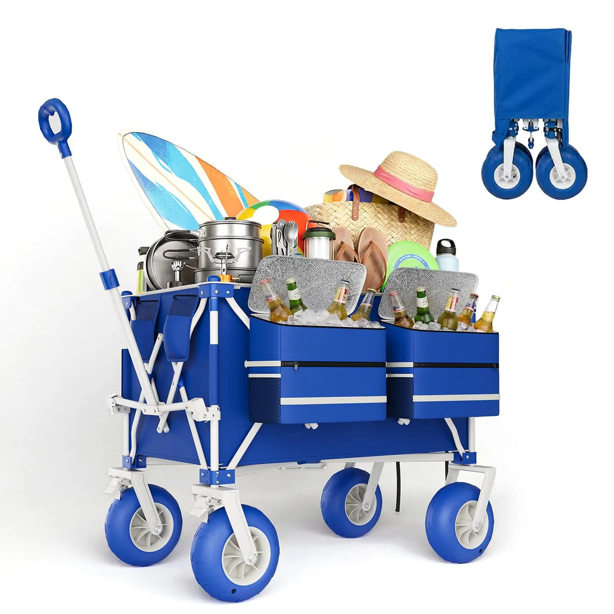 Free Shipping HiMISS Heavy Duty All Terrain Folding Beach Wagon
