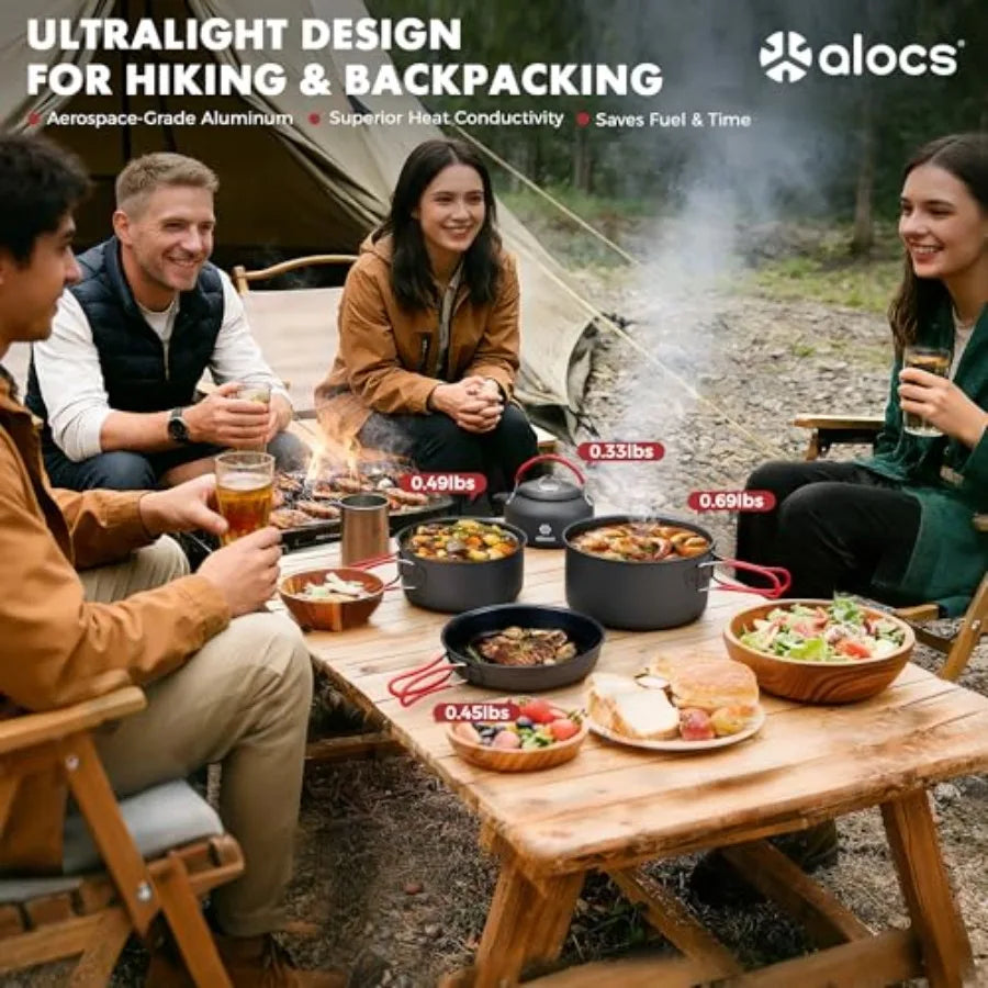 Free Shipping Camping Cookware Set For Backpacking With Mesh Bag