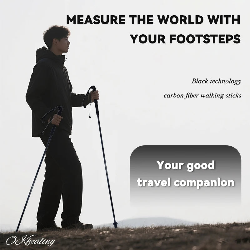Free Shipping OKHEALING Carbon Fiber Foldable Trekking Poles