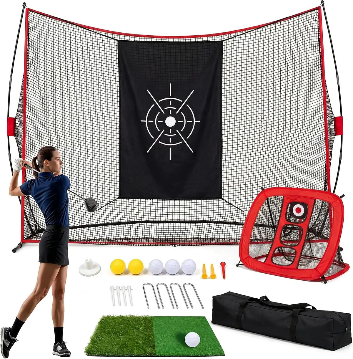 Free Shipping Tacleekii Golf Practice Net with Aiming Cloth and Carry Bag