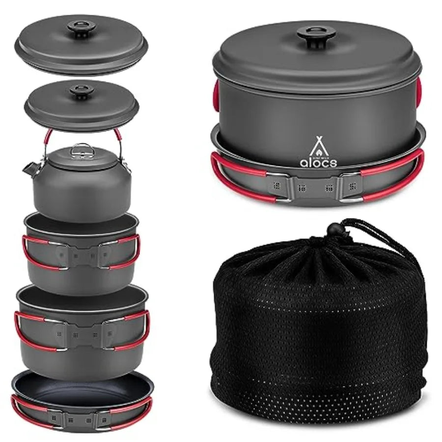Free Shipping Camping Cookware Set For Backpacking With Mesh Bag
