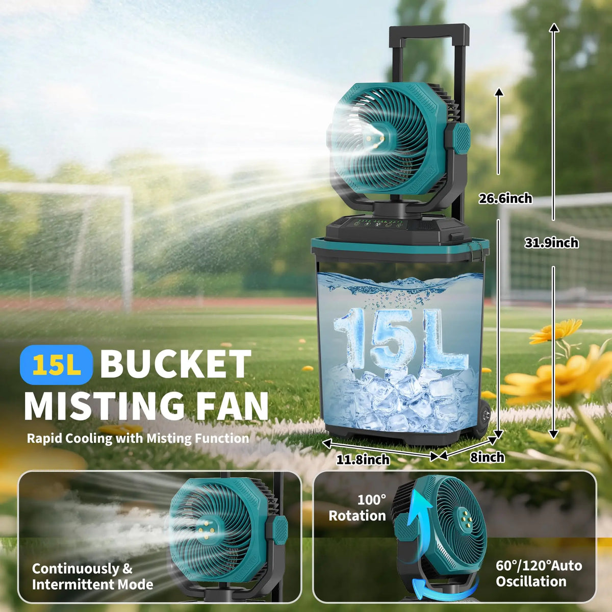 Free Shipping HiMISS Portable Misting Bucket Fan for Outdoor Cooling