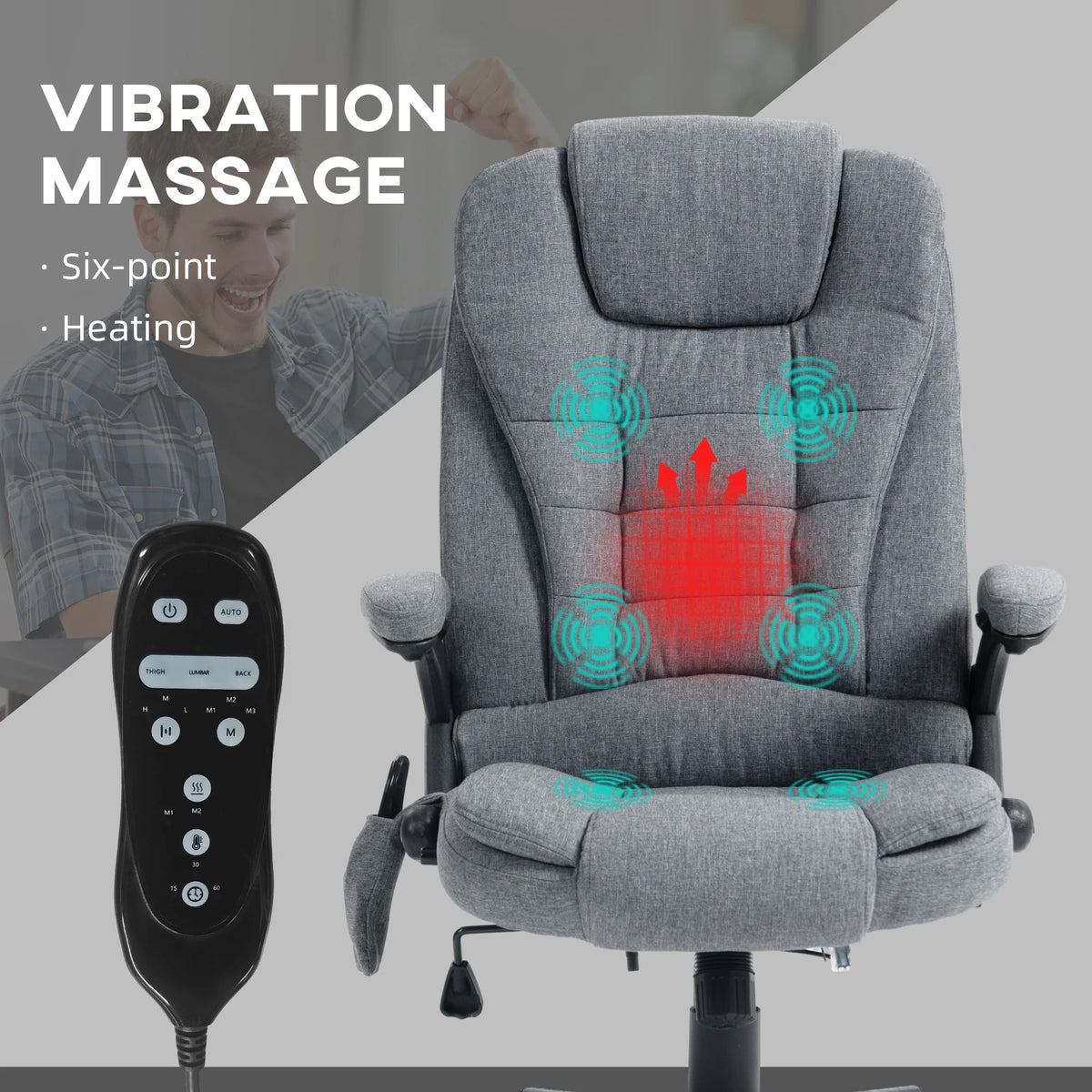 HOMCOM Vibrating Massage Office Chair With Heat And Reclining Backrest