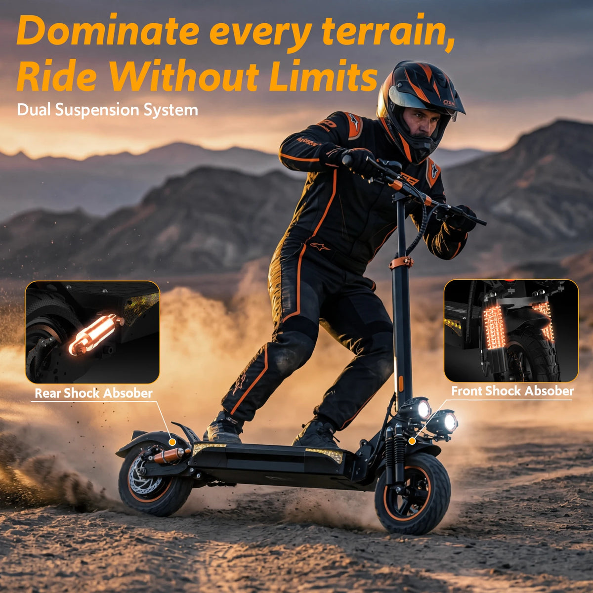 Free Shipping Osboo 1200W Off Road Electric Scooter Dual Suspension