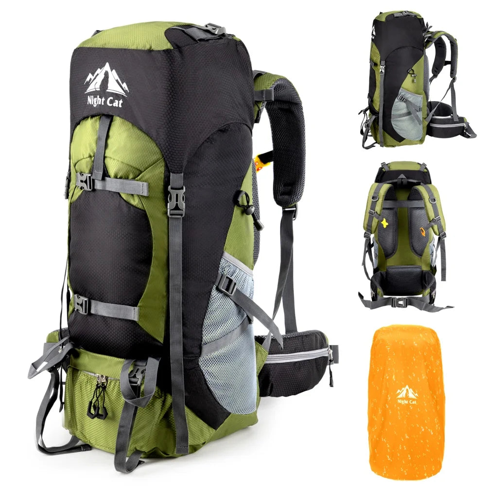 Free Shipping Night Cat Waterproof Hiking Backpack With Rain Cover