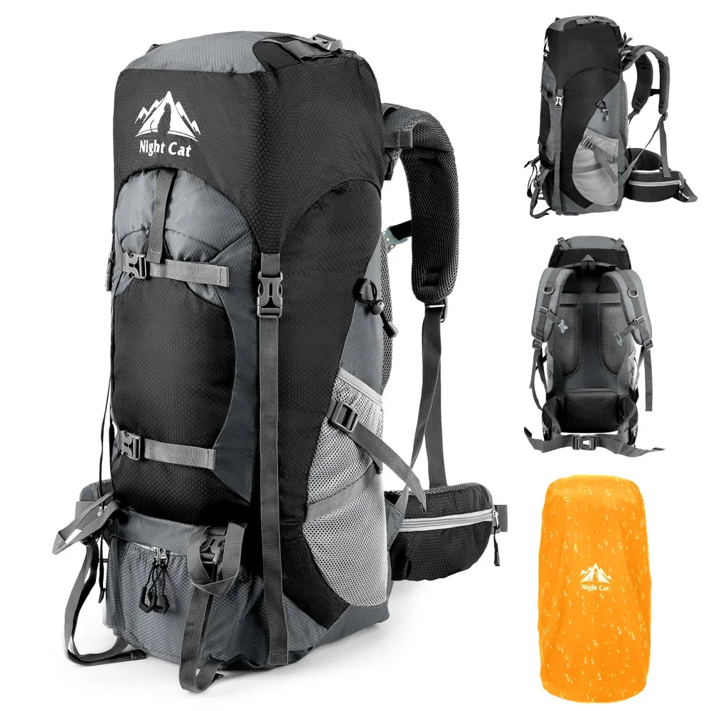 Free Shipping Night Cat Waterproof Hiking Backpack With Rain Cover