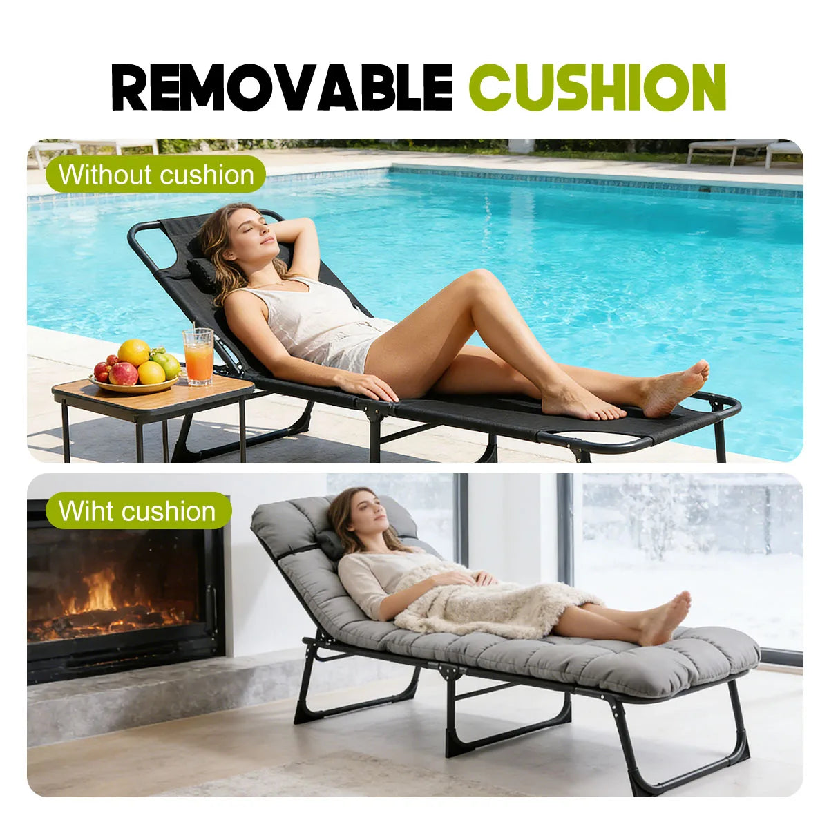 Free Shipping Adjustable Folding Camping Lounge Chair With Soft Cushion