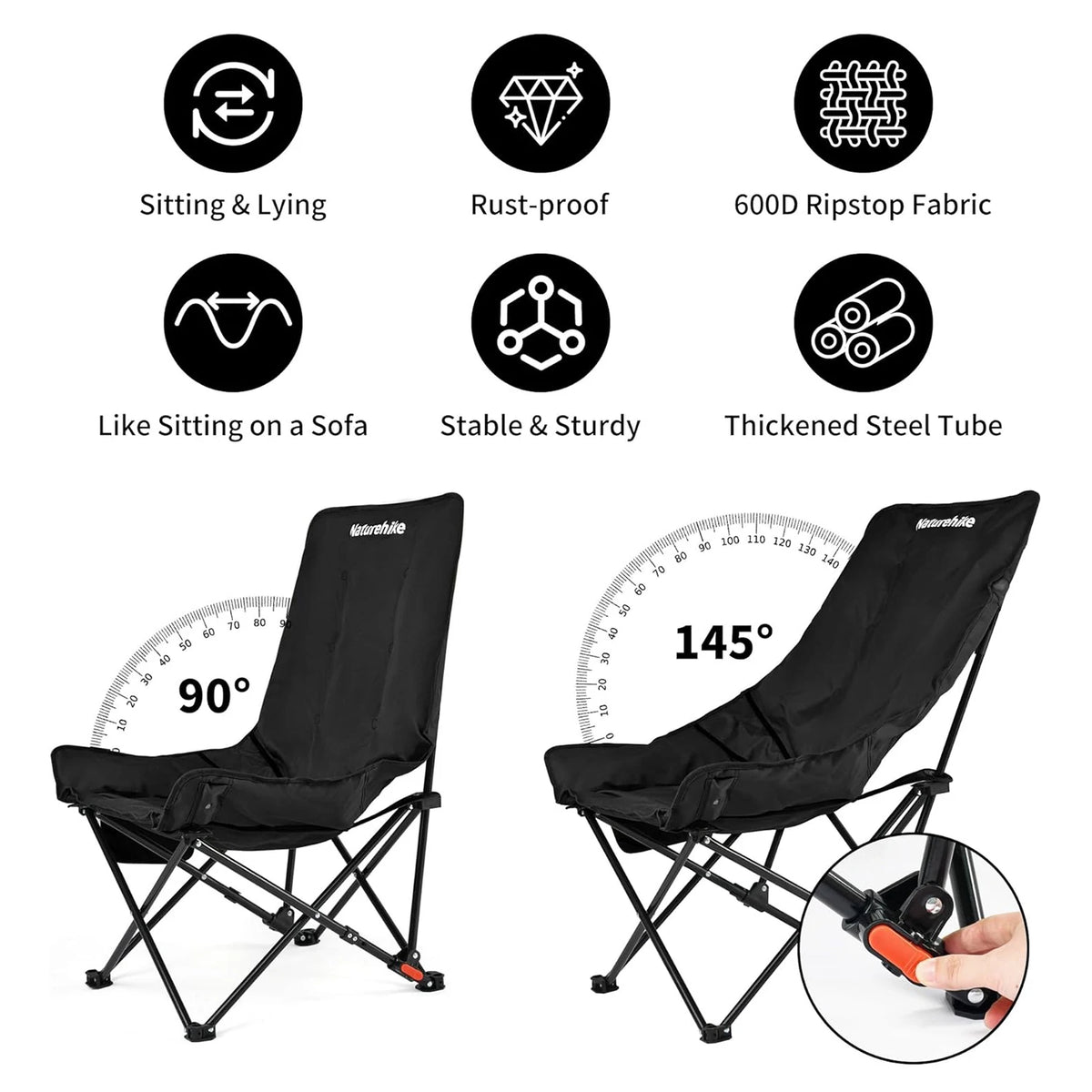 Free Shipping Naturehike Adjustable Folding Camping Recliner Chair