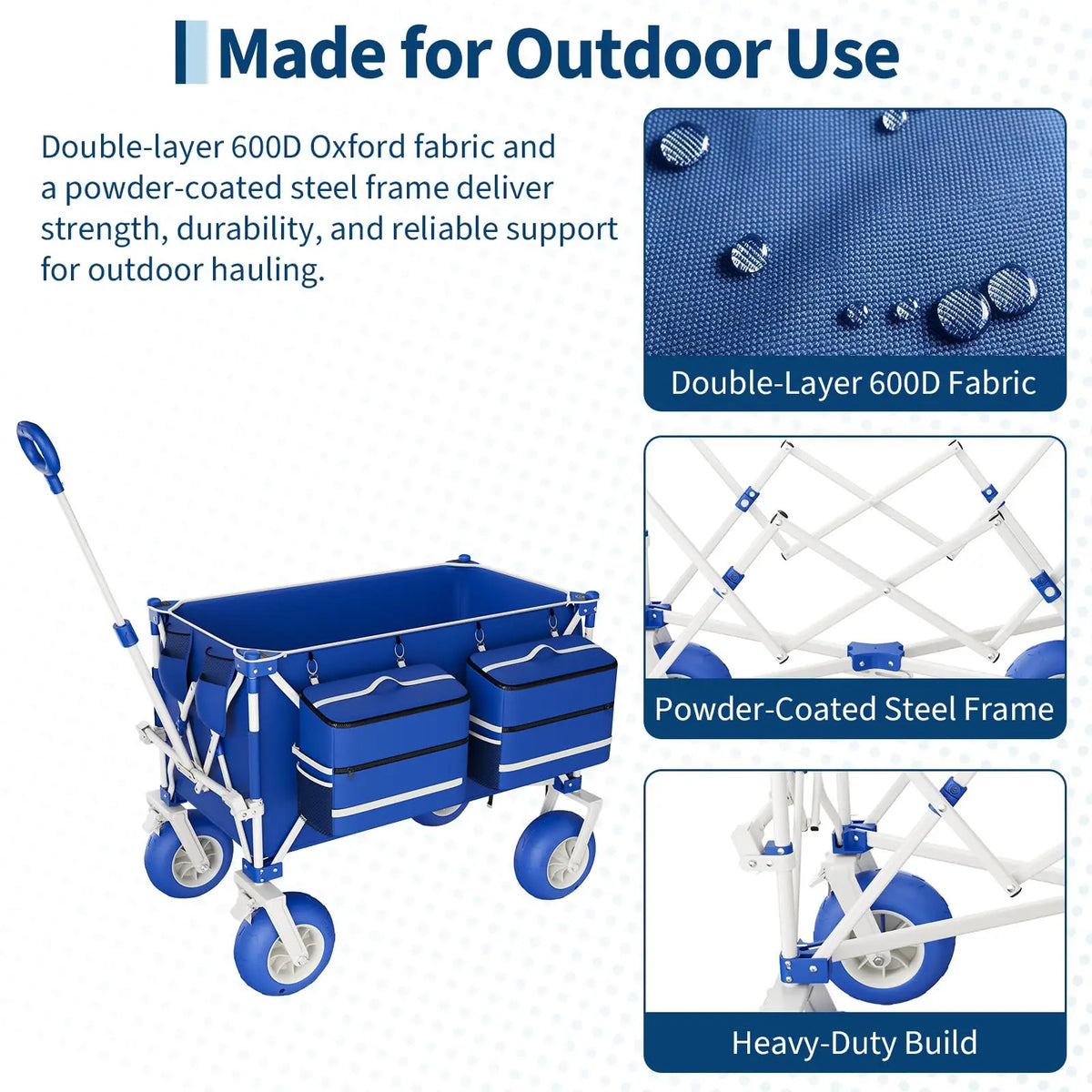 Free Shipping HiMISS Heavy Duty All Terrain Folding Beach Wagon