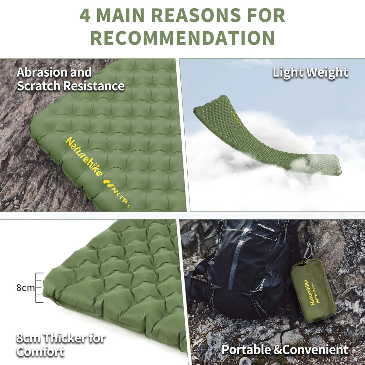 Free Shipping Naturehike Insulated Inflatable Camping Sleeping Pad