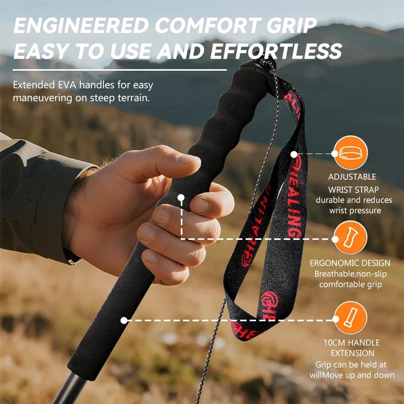 Free Shipping OKHEALING Carbon Fiber Foldable Trekking Poles