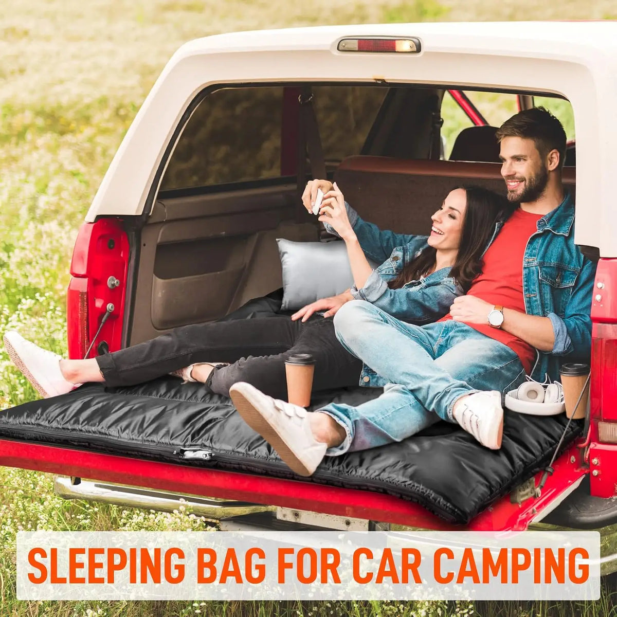Free Shipping Double Sleeping Bag With Two Pillows For Camping