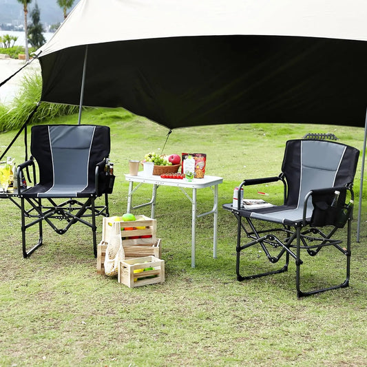 HiMISS Folding Camping Chair With Side Table And Cup Holder