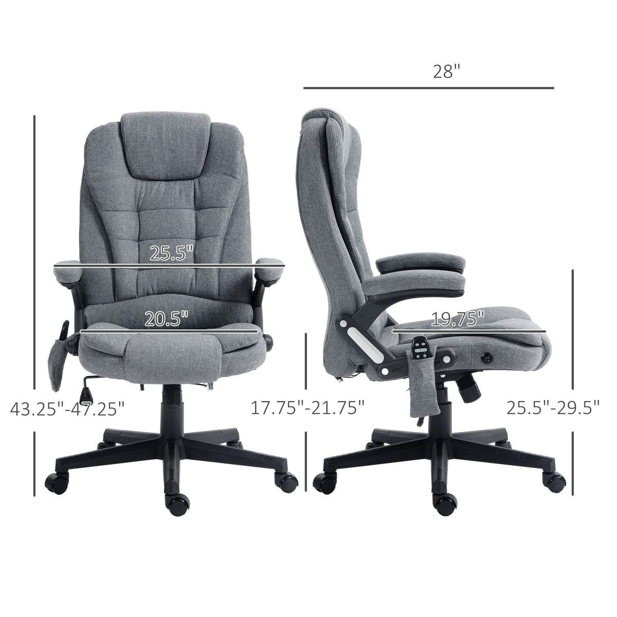 HOMCOM Vibrating Massage Office Chair With Heat And Reclining Backrest