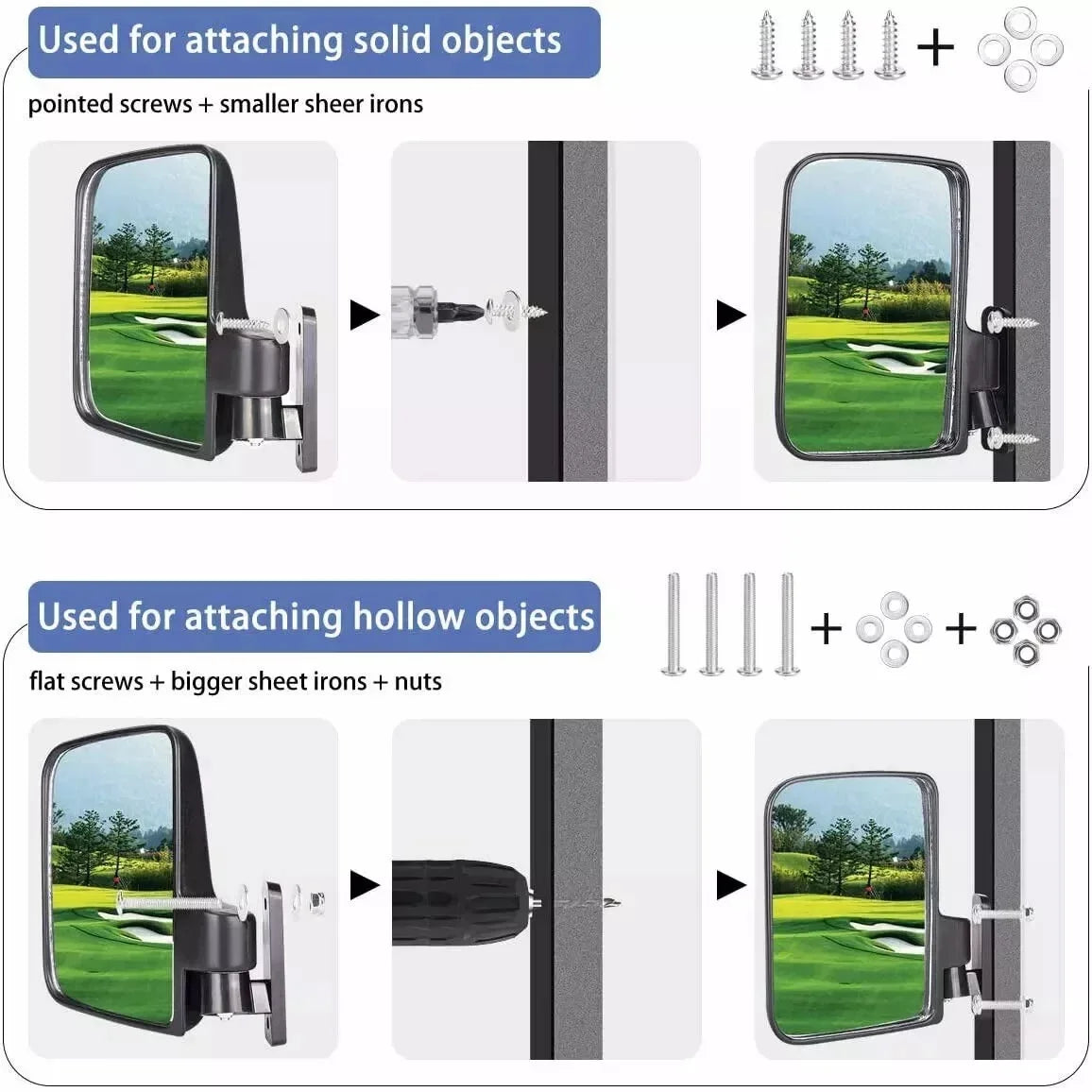 ECAS Golf Cart Side Mirrors for Yamaha Club Car EZGO