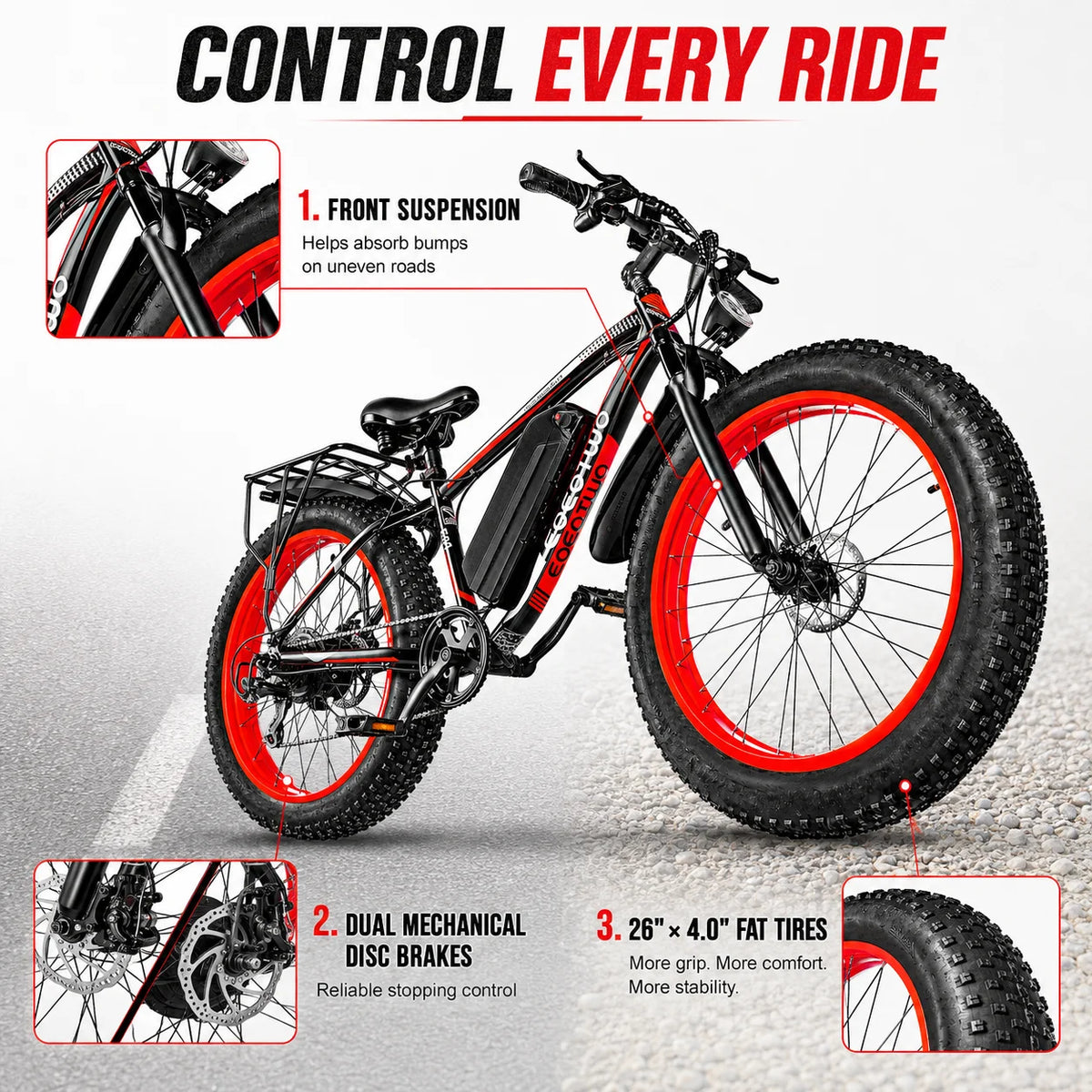 EOEOTWO 1500W Electric Bike With Fat Tires Long Range Battery