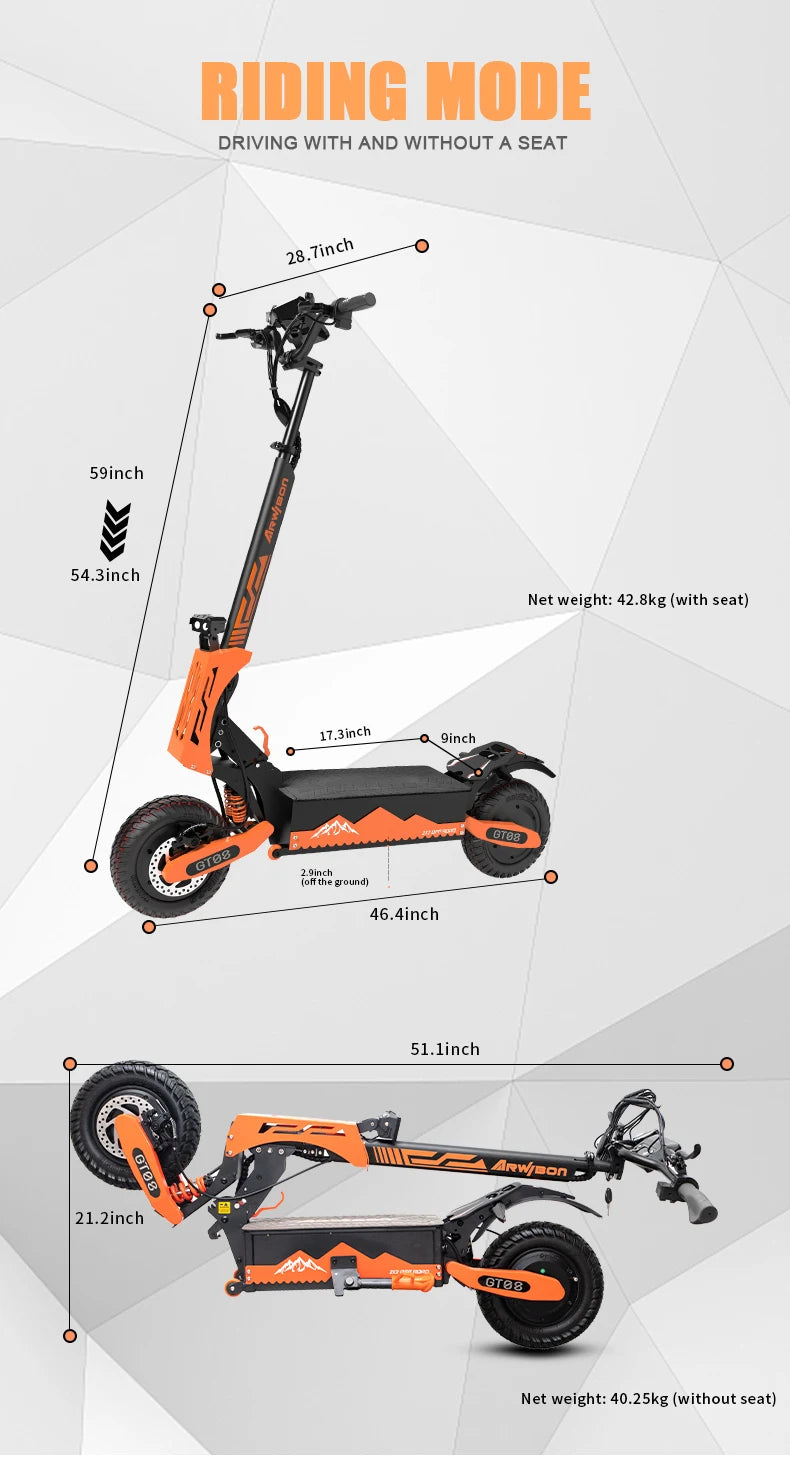 Arwibon 5600W Dual Motor Electric Scooter For Adults Folding Design