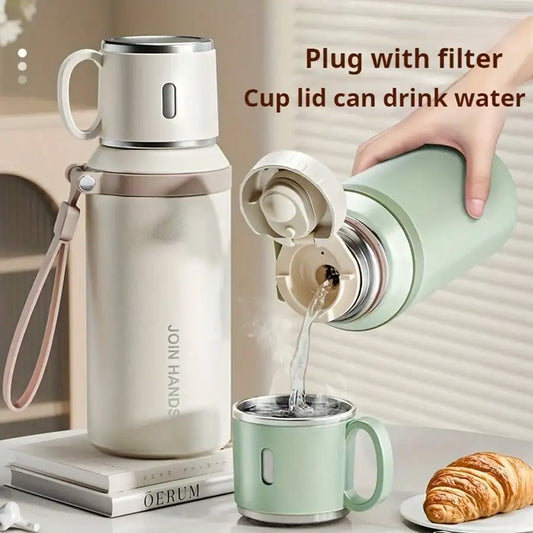 304 Stainless Steel Vacuum Flask With Lid And Carry Strap
