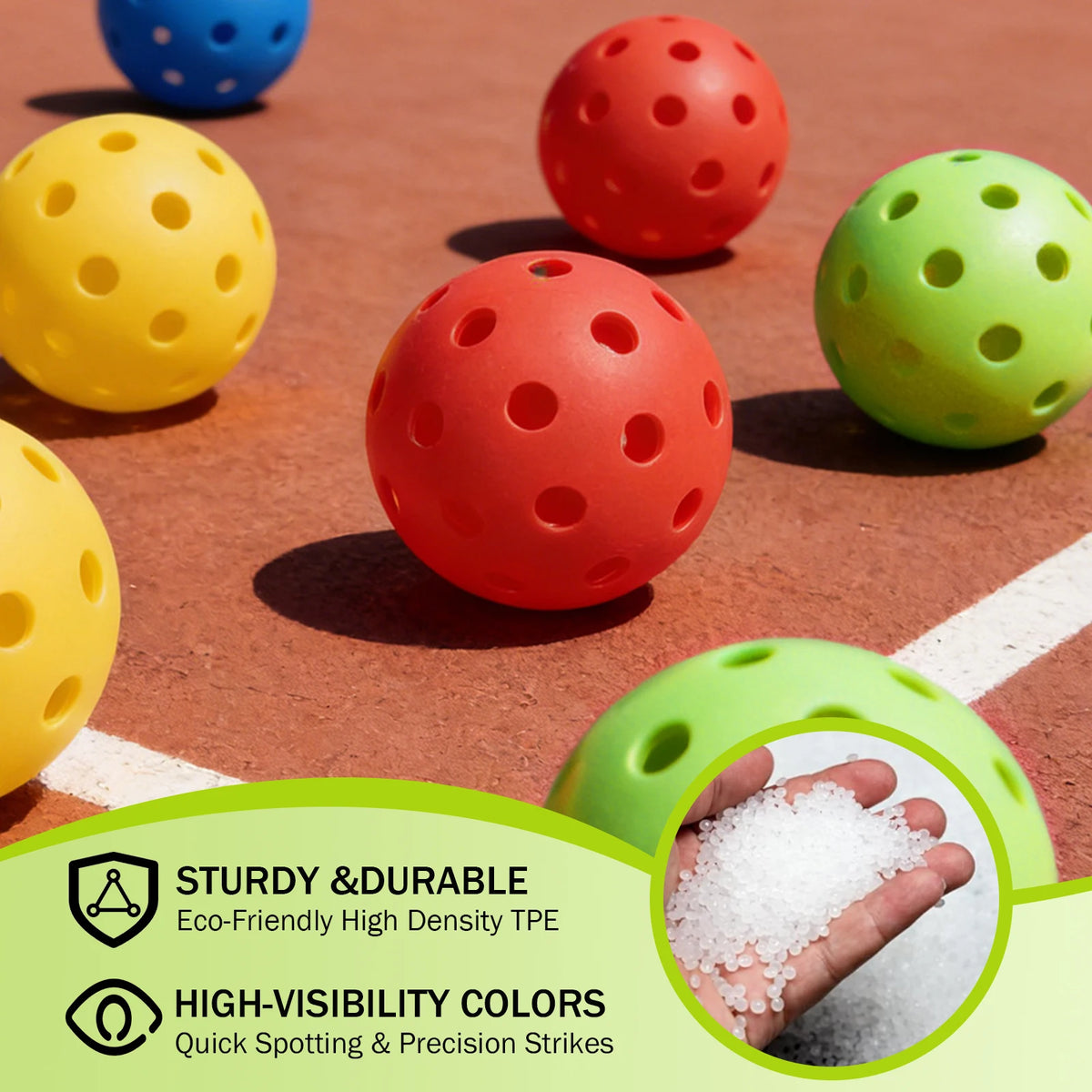 Koomade Outdoor Pickleballs Usapa Approved Durable Court Game Balls