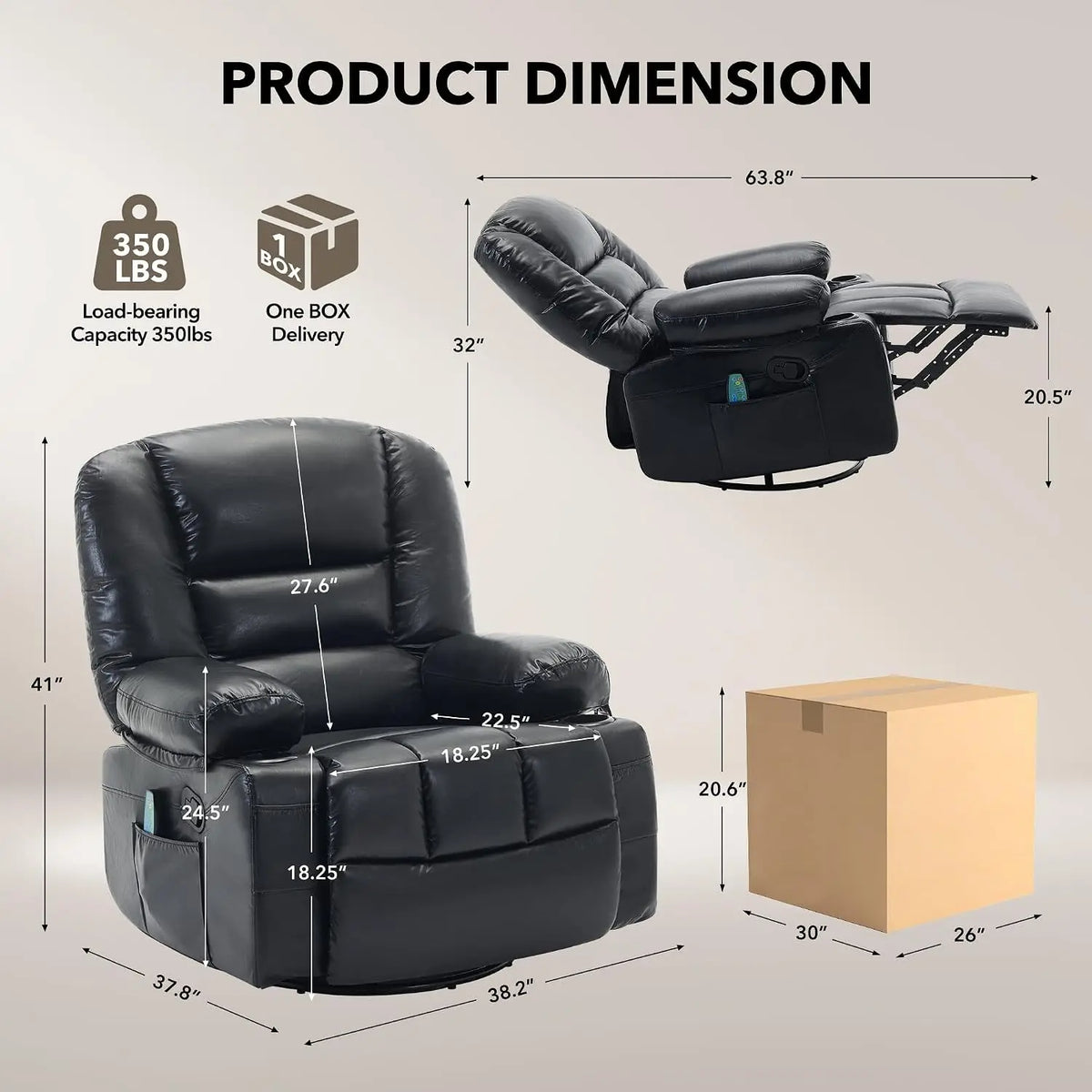Garvee Massage Recliner Chair With Heat And Swivel Comfort