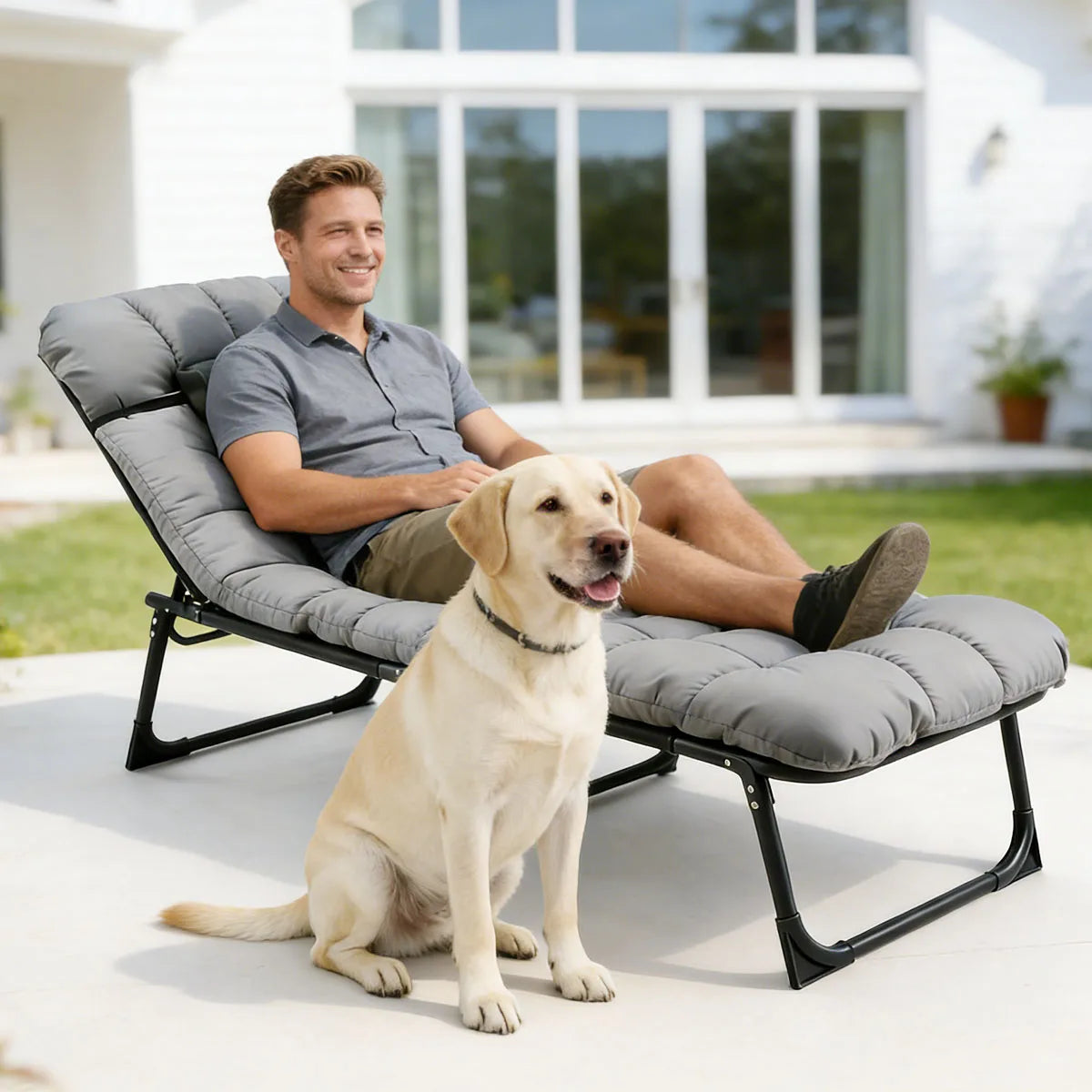 Free Shipping Adjustable Folding Camping Lounge Chair With Soft Cushion