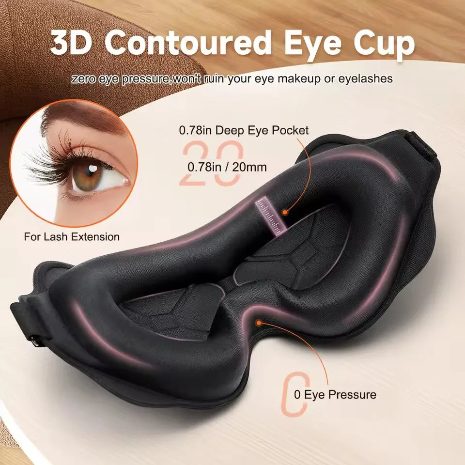 3D Contoured Eye Mask For Sleeping With Blackout Blindfold Design