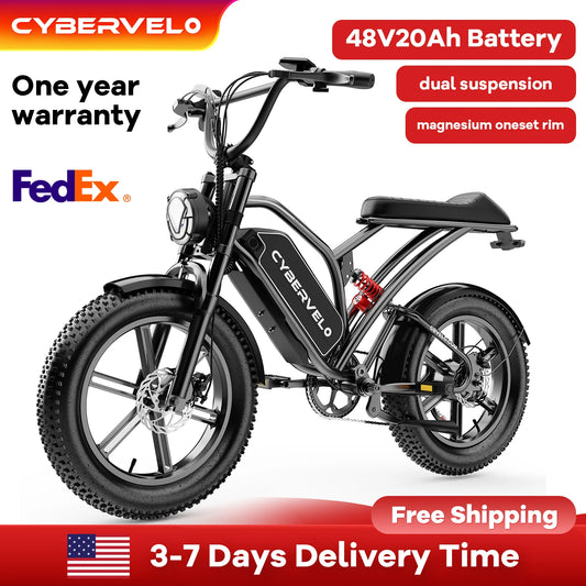 Free Shipping Cybervelo 1000W Electric Fat Tire Dirt Bike