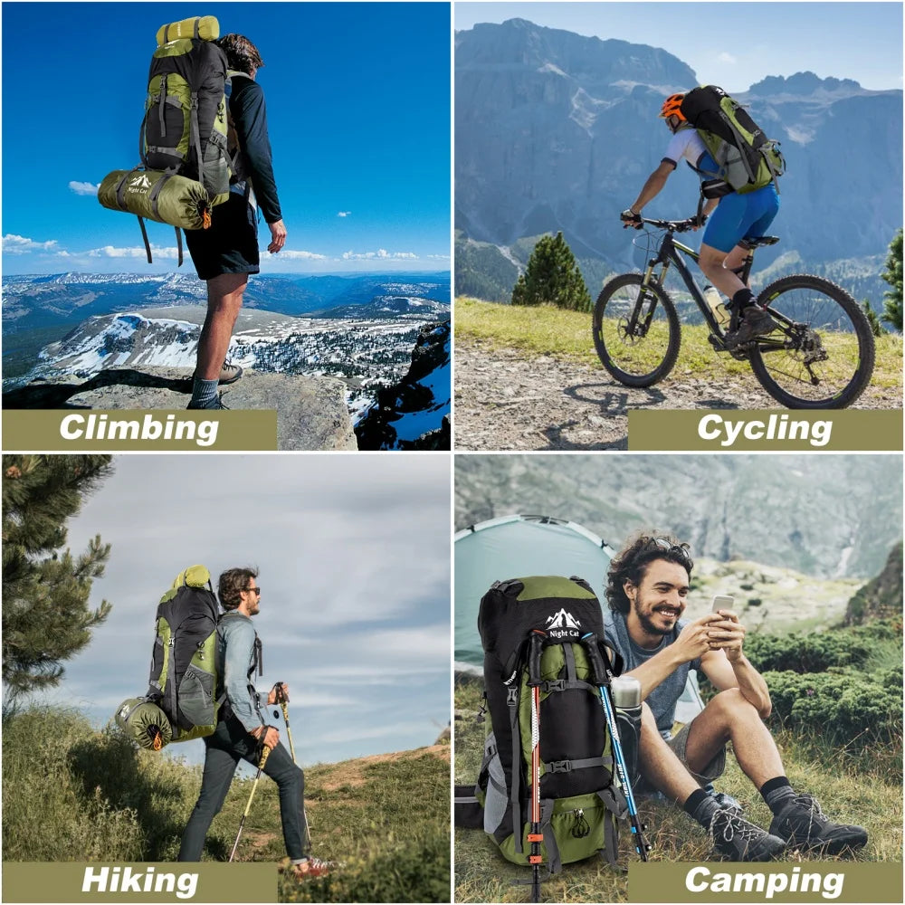 Free Shipping Night Cat Waterproof Hiking Backpack With Rain Cover