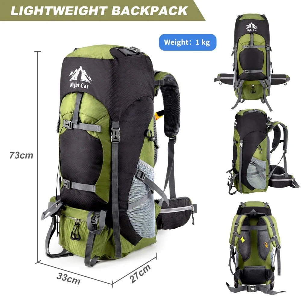 Free Shipping Night Cat Waterproof Hiking Backpack With Rain Cover