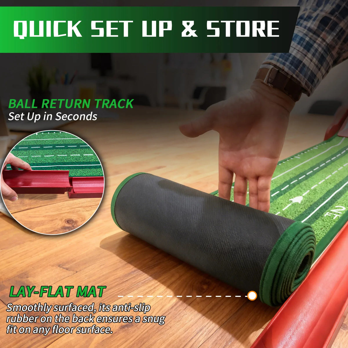 Kofull Four Lane Golf Putting Practice Mat For Indoor Training