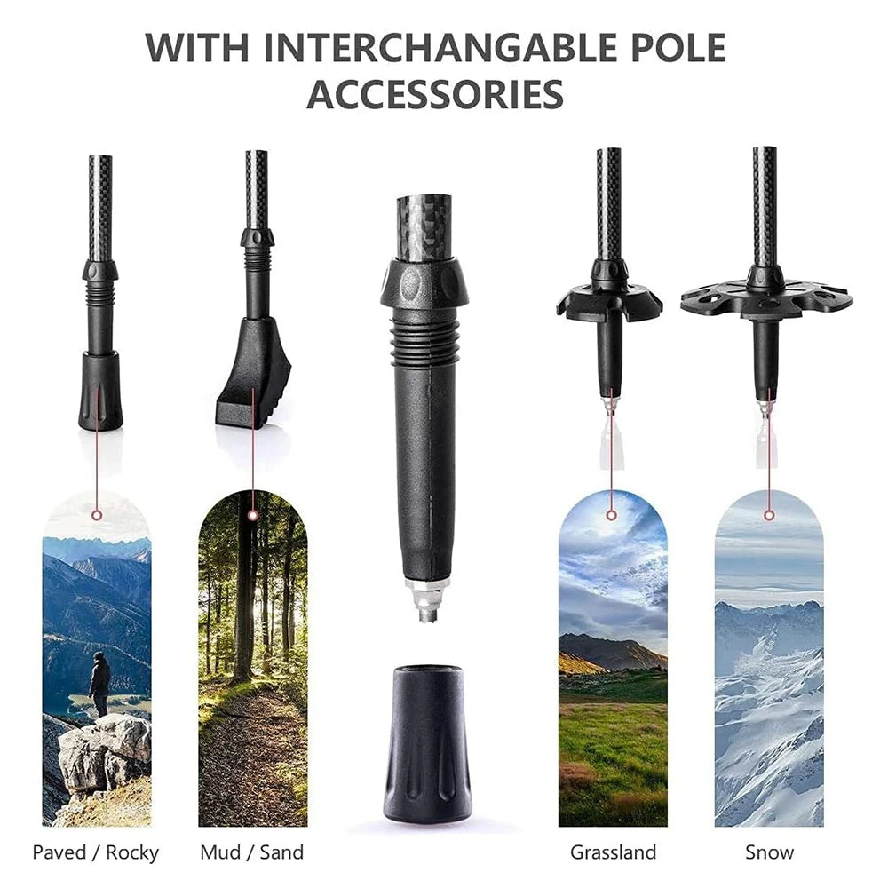 Free Shipping Naturehike Carbon Fiber Folding Hiking Trekking Poles