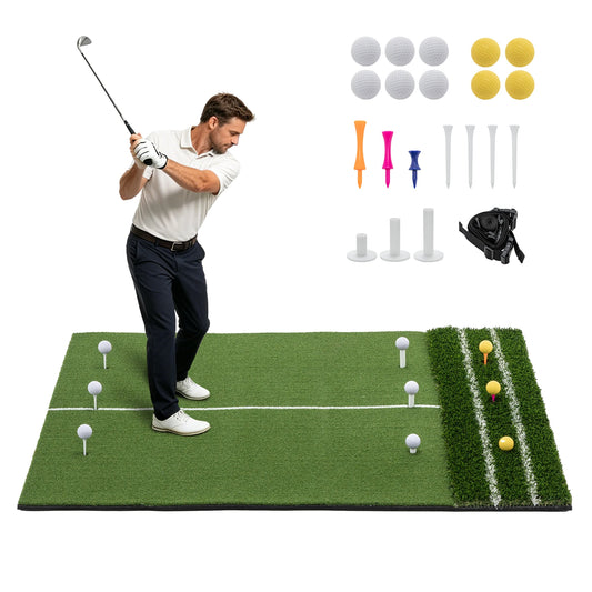 Premium Golf Hitting Mat Featuring Guide Line And Tee Slots