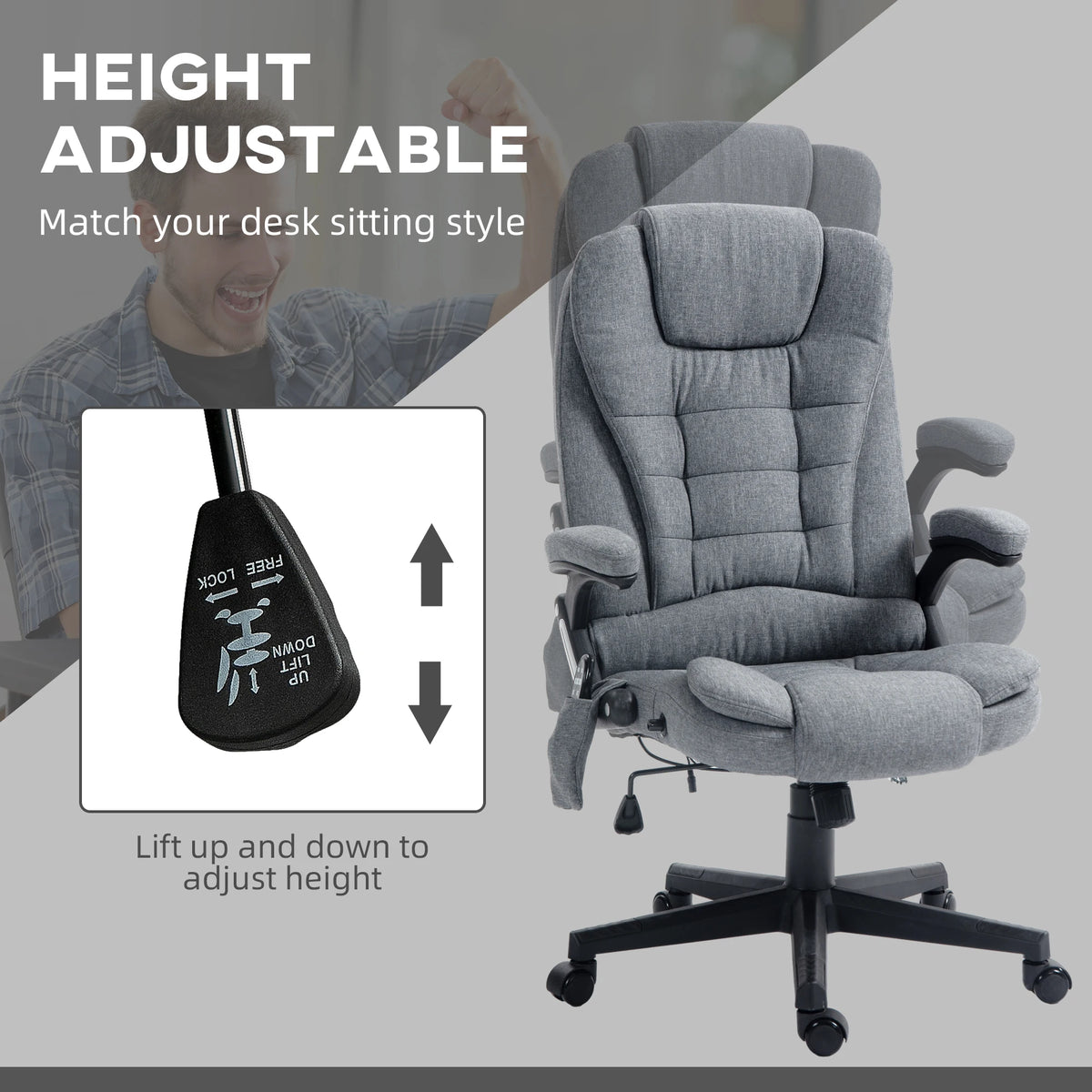 HOMCOM Vibrating Massage Office Chair With Heat And Reclining Backrest