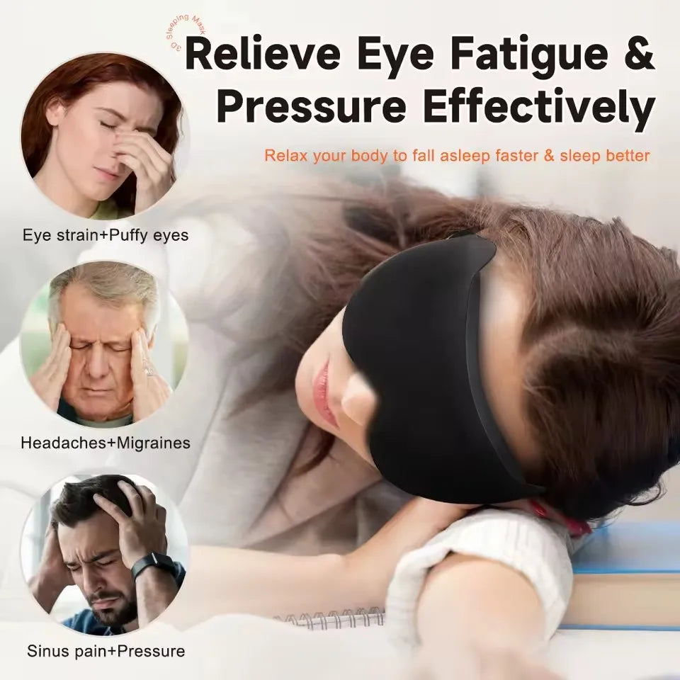 3D Contoured Eye Mask For Sleeping With Blackout Blindfold Design