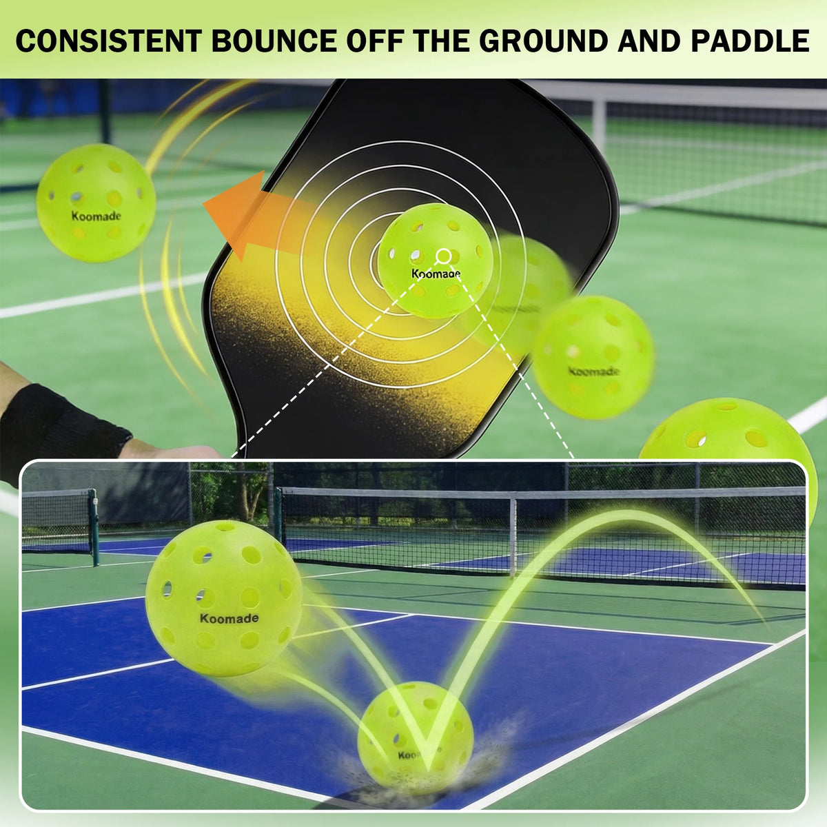 Koomade Outdoor Pickleballs Usapa Approved Durable Court Game Balls