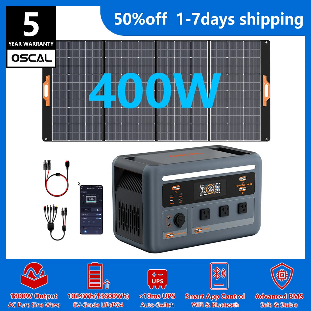 Free Shipping OSCAL PowerMax Portable Power Station With Solar Charging
