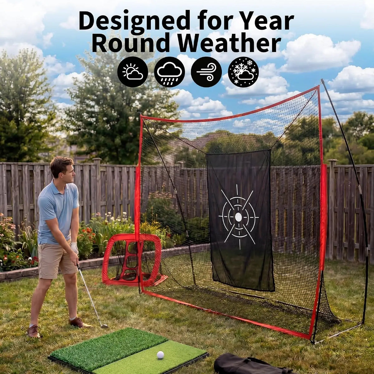 Free Shipping Tacleekii Golf Practice Net with Aiming Cloth and Carry Bag