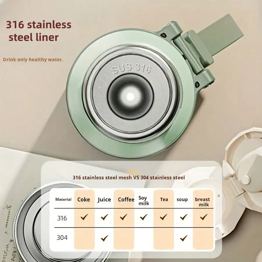 304 Stainless Steel Vacuum Flask With Lid And Carry Strap