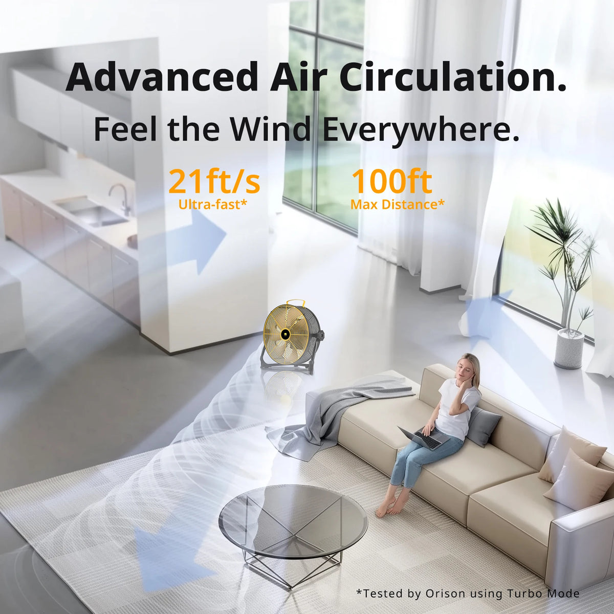 Free Shipping Orison Portable Battery Operated High Velocity Floor Fan