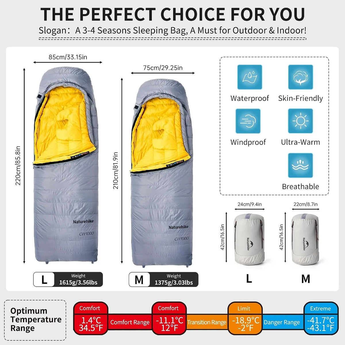 Free Shipping Naturehike Ultralight Duck Down Four Season Sleeping Bag