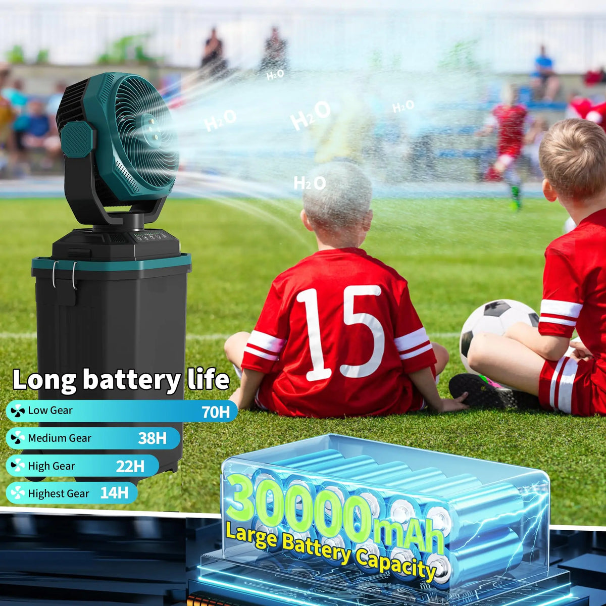 Free Shipping HiMISS Portable Misting Bucket Fan for Outdoor Cooling