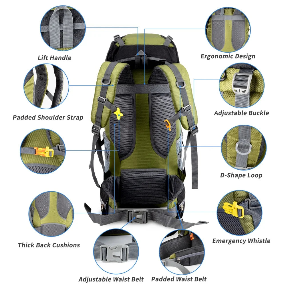 Free Shipping Night Cat Waterproof Hiking Backpack With Rain Cover