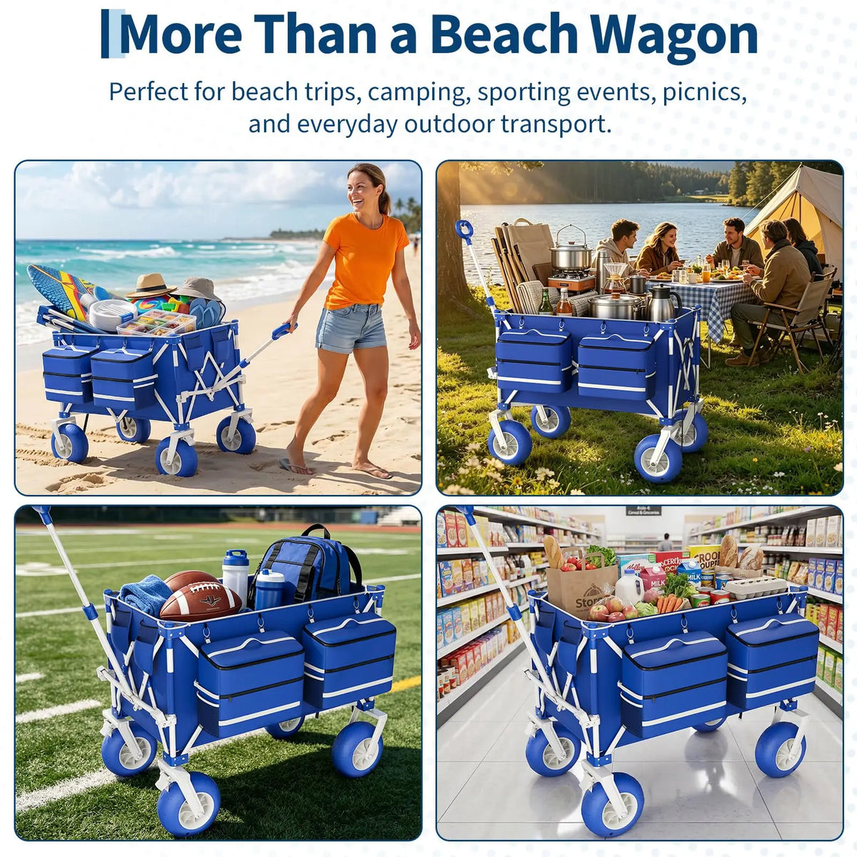 Free Shipping HiMISS Heavy Duty All Terrain Folding Beach Wagon