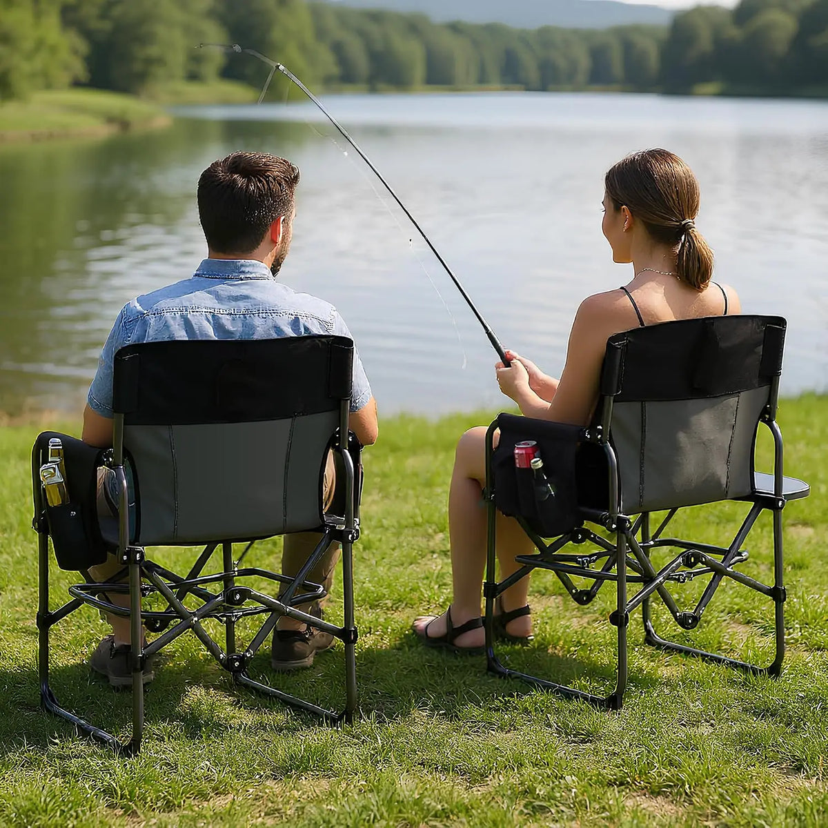 HiMISS Folding Camping Chair With Side Table And Cup Holder