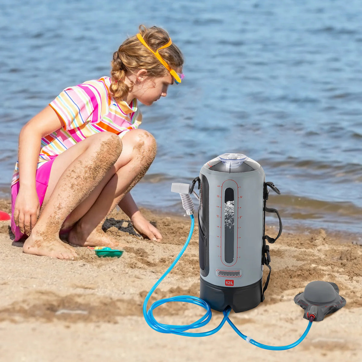 Free Shipping Portable Solar Camping Shower With Pump And Hose